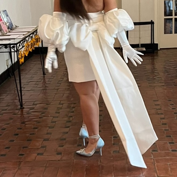 MESHKI Meredith Strapless Bow Mini Dress - Picture 1 of 6